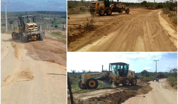 A prefeitura municipal constrói novo trecho da estrada que liga Ibiquera ao Assentamento Mundurí e Rio Seco